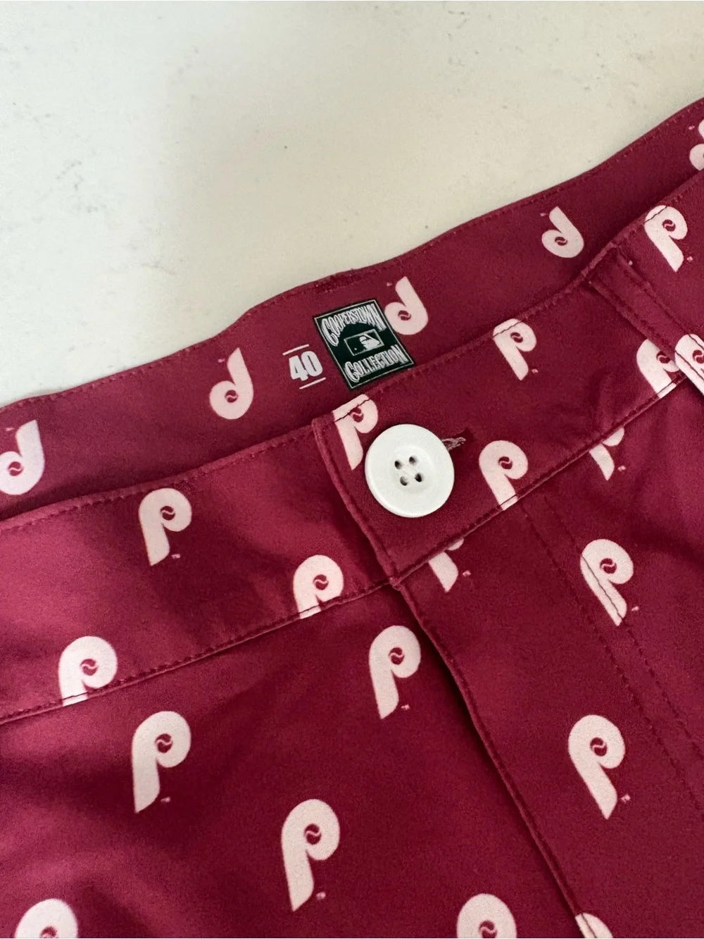 Men's Athletic Shorts - Maroon with White Pattern